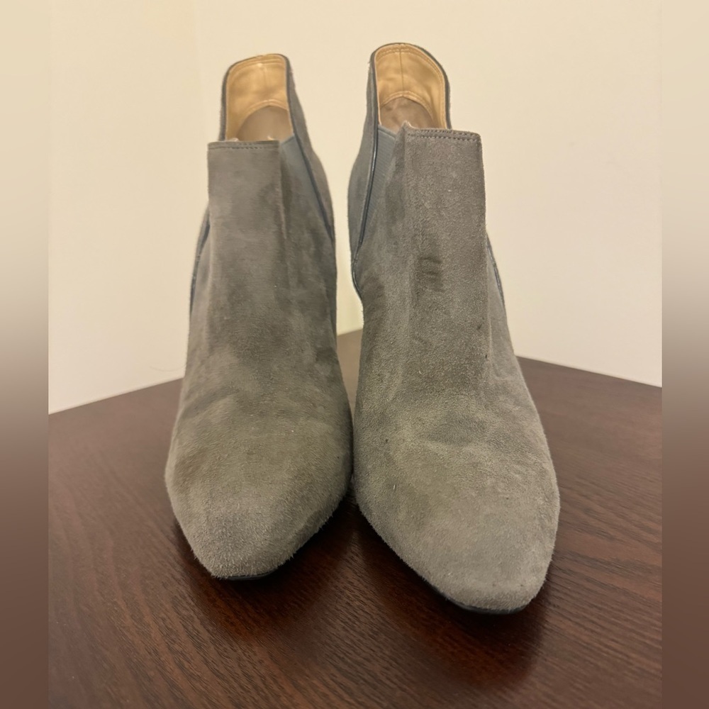 Vaneli Ankle Booties Boots Shoes Gray Suede Slip